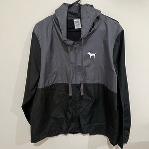 Victoria Secret Pink - windbreaker jacket size medium/large. Black Gray